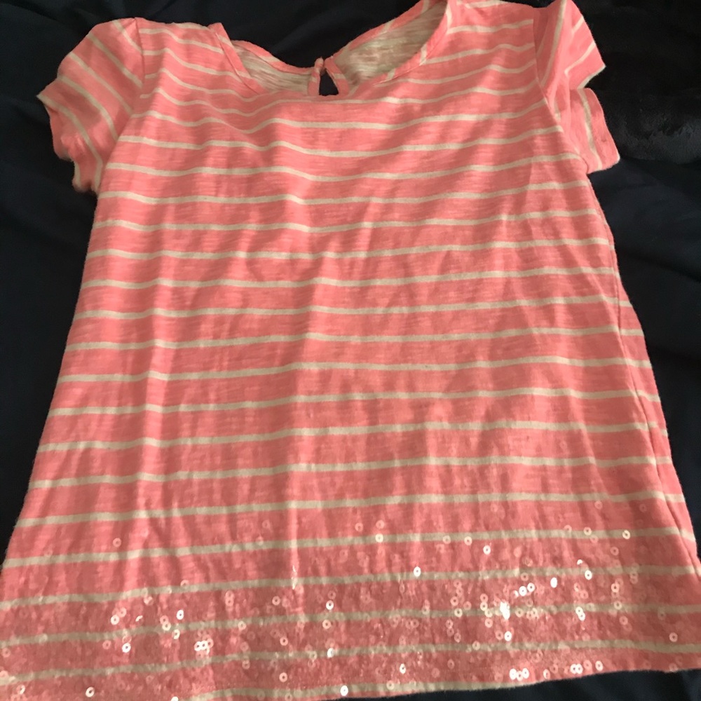 Pink striped sparkly t-shirt